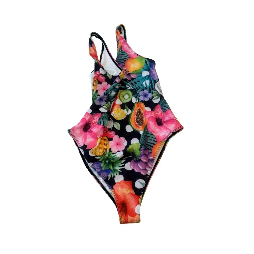 Forever 21 Tropical One Piece Swimsuit U Back Juniors Large NWOT Hygienic‎ Liner